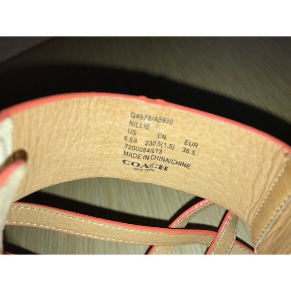 Coach Orange Ankle Wrap Zipper Back Sandals 6.5 with BOX - Picture 4 of 7